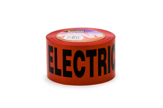 3M 7000031679 Scotch® Buried Barricade Tape 302, CAUTION BURIED ELECTRIC LINE, 3 in x 1000 ft, Red, 8 rolls/Case