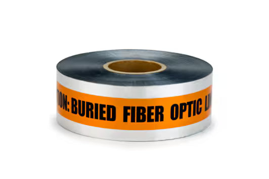 3M 7000133191 Scotch® Detectable Buried Barricade Tape 407, CAUTION BURIED FIBER OPTIC LINE BELOW, 3 in x 1000 ft, Orange, 8 rolls/Case