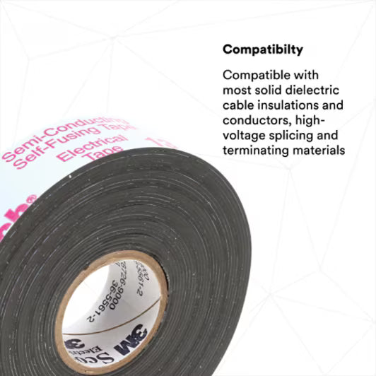 3M 7010353829 Scotch® Electrical Semi-Conducting Tape 13, 3/4 in x 10 ft, Printed, Black, 250 rolls/Case, BULK