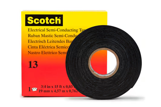 3M 7010353829 Scotch® Electrical Semi-Conducting Tape 13, 3/4 in x 10 ft, Printed, Black, 250 rolls/Case, BULK