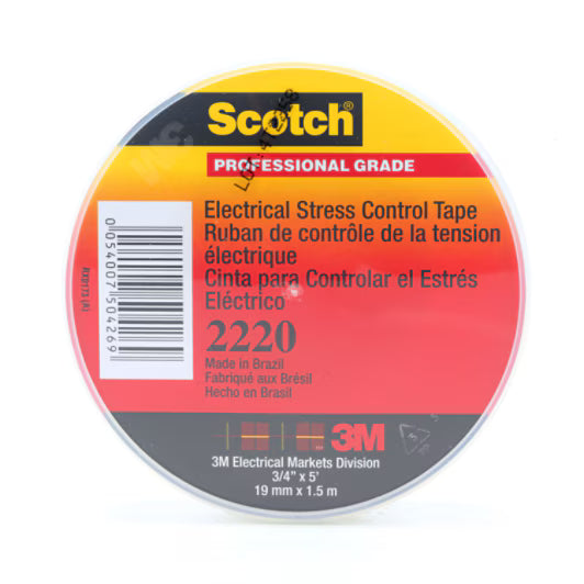 3M 7000089981 Scotch® Electrical Stress Control Tape 2220, 3/4 in x 5 ft, Gray, 100 rolls/Case