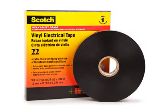 3M 7000042539 Scotch® Vinyl Electrical Tape 22, 1 in x 36 yd, Black, 12 rolls/carton