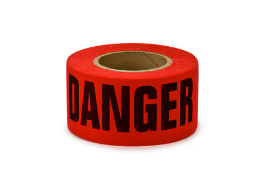 3M 7000133198 Scotch® Repulpable Barricade Tape 515, DANGER, 3 in x 150 ft, Red, 8 rolls/Case