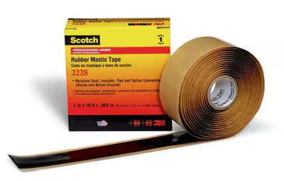 3M 7100005959 Scotch® Rubber Mastic Tape 2228, 2 in x 3 ft, Black, 1 roll/carton, 48 rolls/Case