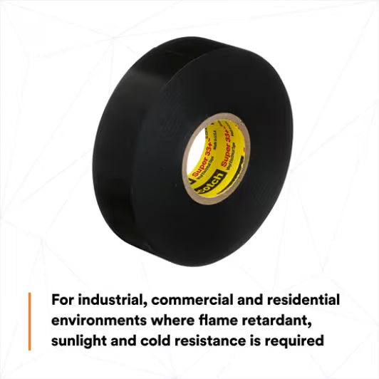 3M 7010349613 Scotch® Super 33+ Vinyl Electrical Tape, 3/4 in x 66 ft, 1-1/2 in Core, Black, 10 rolls/carton, 100 rolls/Case