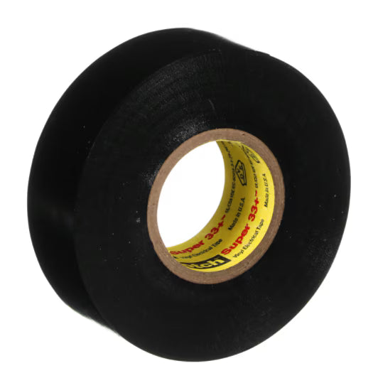 3M 7010350130 Scotch® Super 33+ Vinyl Electrical Tape, 3/4 in x 44 ft, Black, 10 rolls/carton, 100 rolls/Case