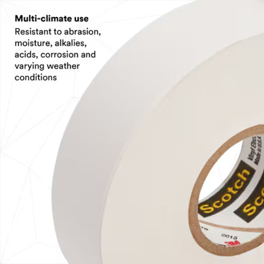 3M 7000006097 Scotch® Vinyl Color Coding Electrical Tape 35, 3/4 in x 66 ft, White, 10 rolls/carton