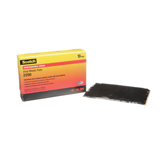 3M 7000057774 Scotch® Vinyl Mastic Pad 2200, 6-1/2 in x 4-1/2 in, Black, 10 pads/carton, 50 pads/Case