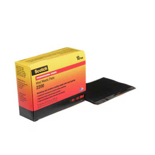 3M 7000057773 Scotch® Vinyl Mastic Pad 2200, 3-1/4 in x 4-1/2 in, Black, 10 pads/carton, 50 pads/Case