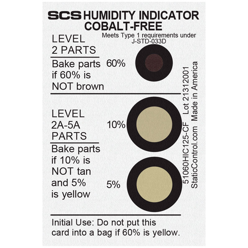 SCS 51060HIC125 - CF, Cobalt - Free Humidity Indicator Card 5/10/60%, Can of 125 MTESolutions