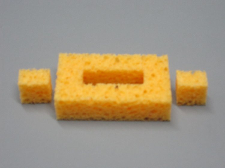 SIR Sponge S44 - P3, Soldering Sponge, 1.4" x 2.2" x 5/8" w/ Rectangular Hole, Pack of 3, MOQ: 12 Packs MTESolutions