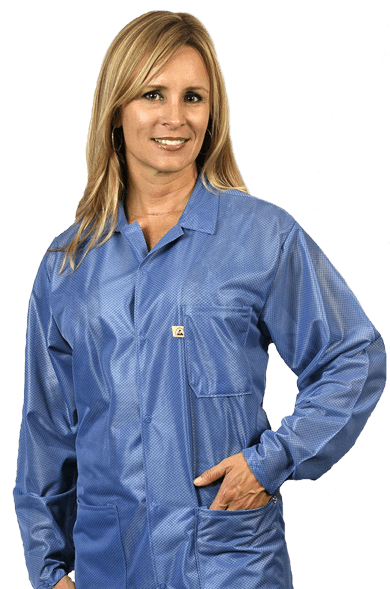Tech Wear LOC - 23C - S Smock - Traditional OFX - 100 - Lab Coat - 3 Pocket Color = Blue, Small, Knitted Cuffs MTESolutions