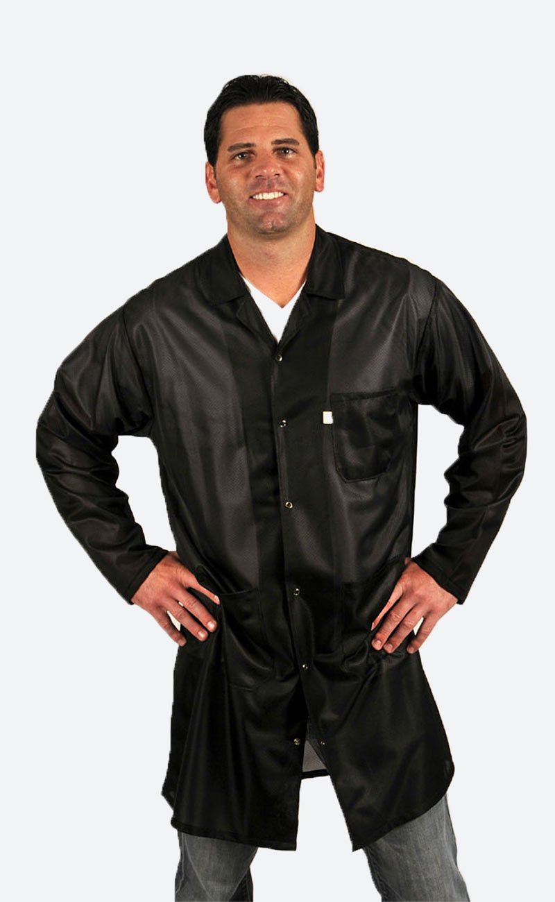 Tech Wear LOC - 93KEY - 5XL Smock - Traditional OFX - 100 - Lab Coat - 3 Pocket Color = Black, 5XL, With Key MTESolutions