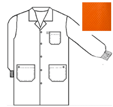 Tech Wear LOC - HVO3C - XS Smock - Traditional OFX - 100 - Lab Coat - 3 Pocket Color = Hi - Vis Orange, XS, Knitted Cuffs MTESolutions