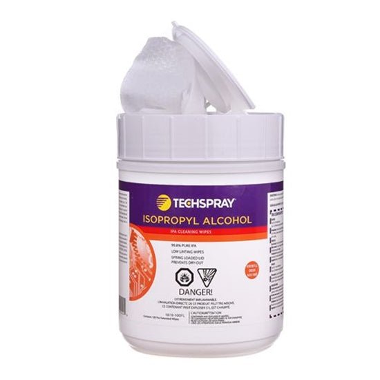 Techspray 1610 - 100FL IPA Wipes, 99.9% / 100 Wipes per Self Closing Tub / 12 Tubs per Case MTESolutions