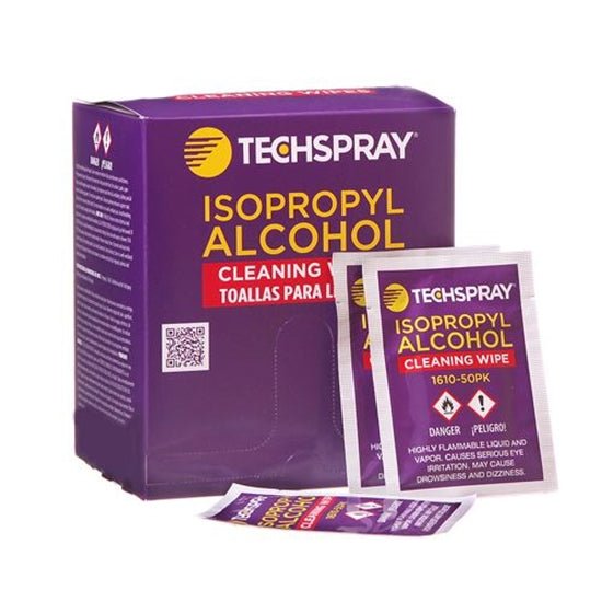 Techspray 1610 - 50PK, IPA Wipes, Individually Wrapped, 50 Wipes/Box / 10 Boxes per Case MTESolutions