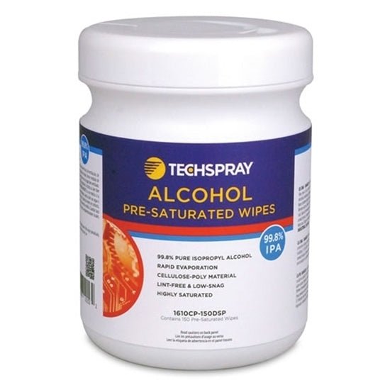 Techspray 1610CP - 150DSP 150ct Disposable tub IPA Wipes 99.9% / 150 Wipes per Tub / 6 Tubs per Case MTESolutions