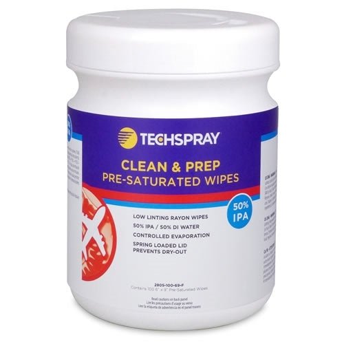 Techspray 2805 - 100 - 69 - C 50% IPA Wipes / 100 Wipes per Canister / 12 Canisters per Case MTESolutions