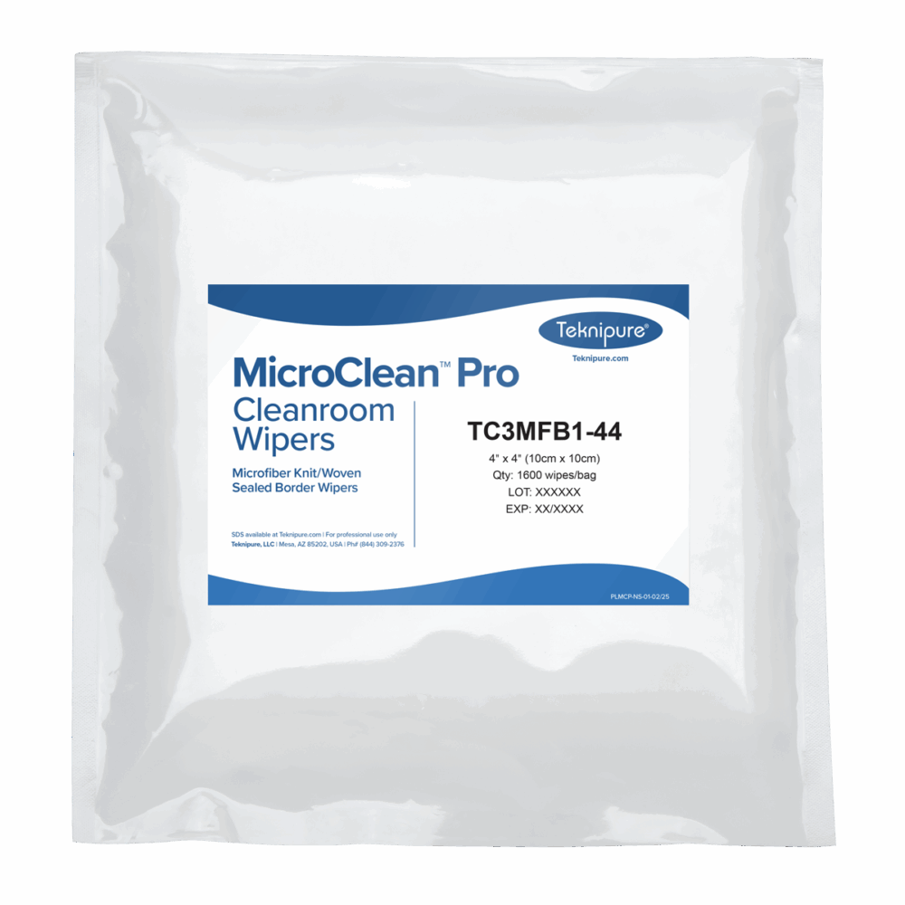 Teknipure MicroClean Pro TC3MFB1 - 44, Microfiber Sealed Border Wiper, 4 in x 4 in, Case of 4800 MTESolutions
