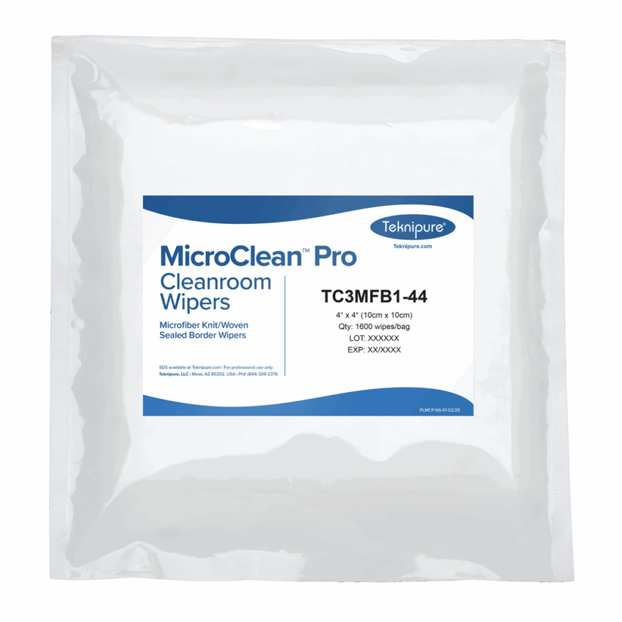 Teknipure MicroClean Pro TC3MFB1 - 44, Microfiber Sealed Border Wiper, 4 in x 4 in, Case of 4800 MTESolutions