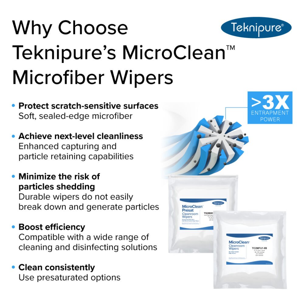 Teknipure MicroClean Pro TC3MFB1 - 99, Polyester - Nylon Microfiber Sealed Border Wiper 9" X 9", Case of 2000 MTESolutions