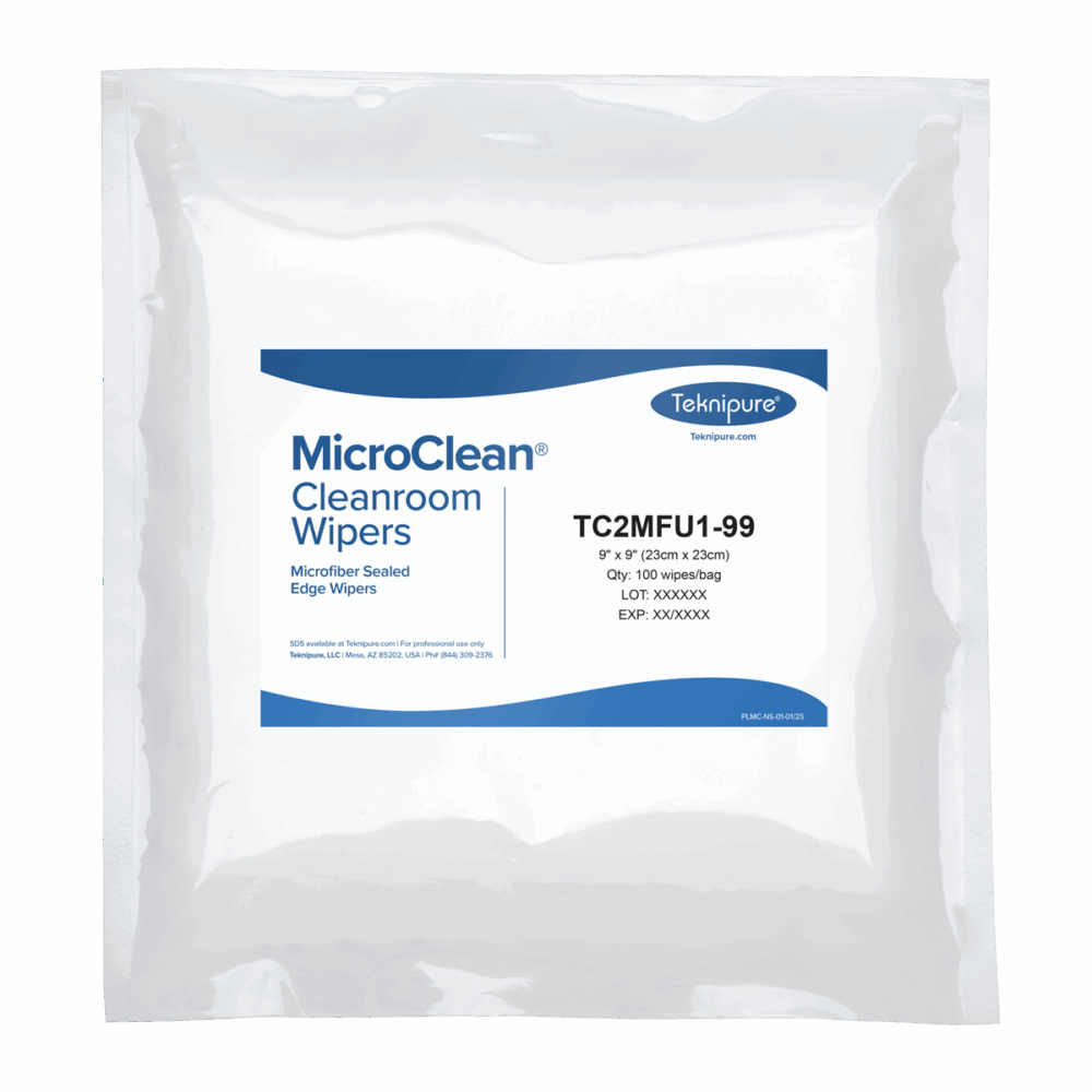 Teknipure MicroClean TC2MFU1 - 99, Polyester - Nylon Laundered Microfiber Sealed Edge Wiper, 9 in x 9 in, Case of 1000 MTESolutions