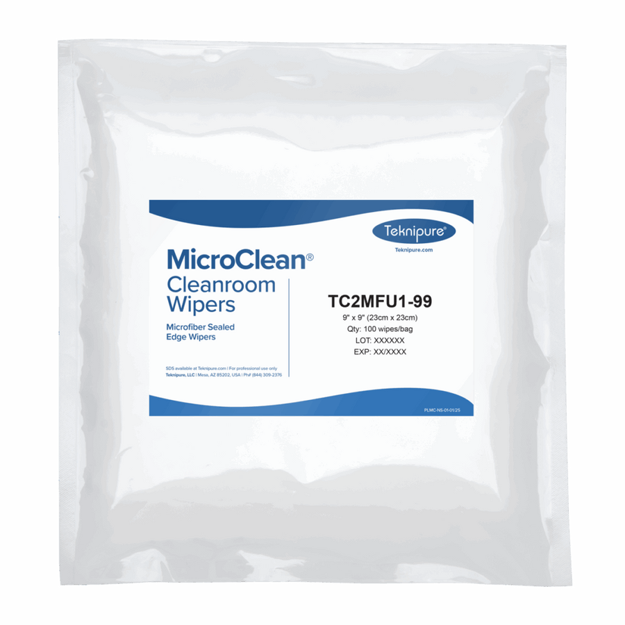 Teknipure MicroClean TC2MFU1 - 99, Polyester - Nylon Laundered Microfiber Sealed Edge Wiper, 9 in x 9 in, Case of 1000 MTESolutions