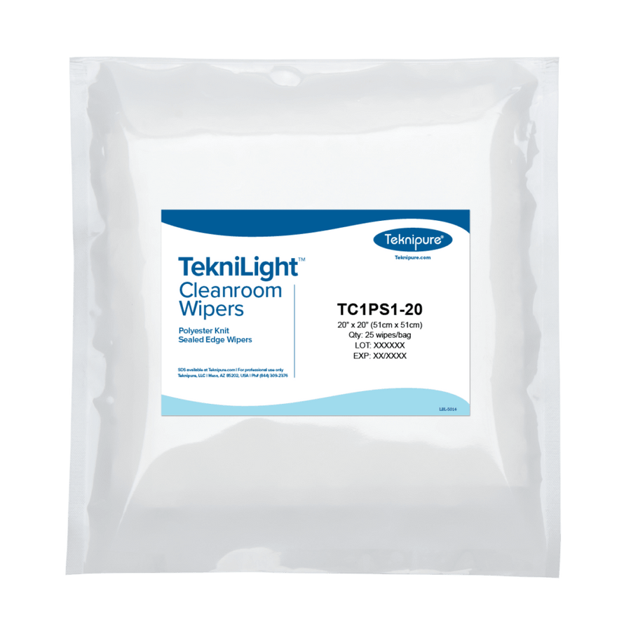 Teknipure TC1PS1 - 20 TekniLight Polyester Knit Wiper, Sealed Edge, 20 in x 20 in, Case of 100 MTESolutions