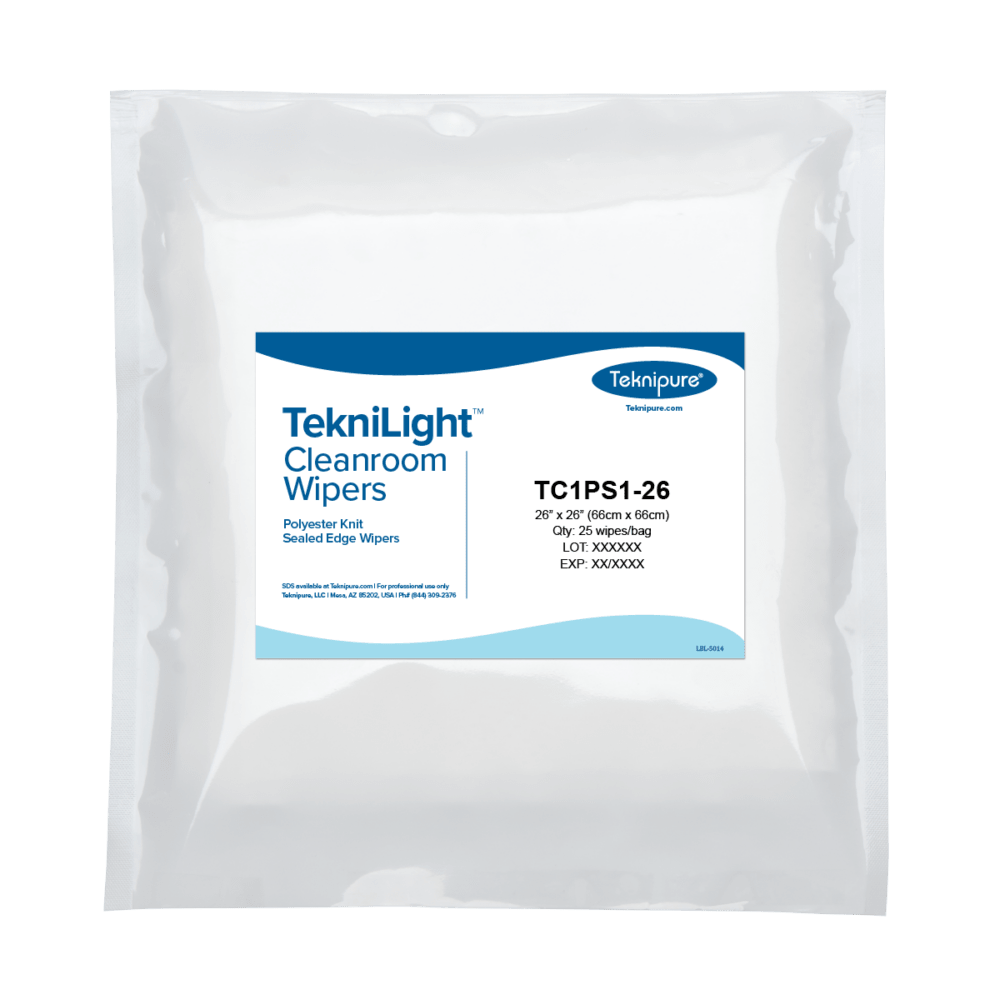 Teknipure TC1PS1 - 26 TekniLight Polyester Knit Wiper, Sealed Edge, 26 in x 26 in, Case of 100 MTESolutions