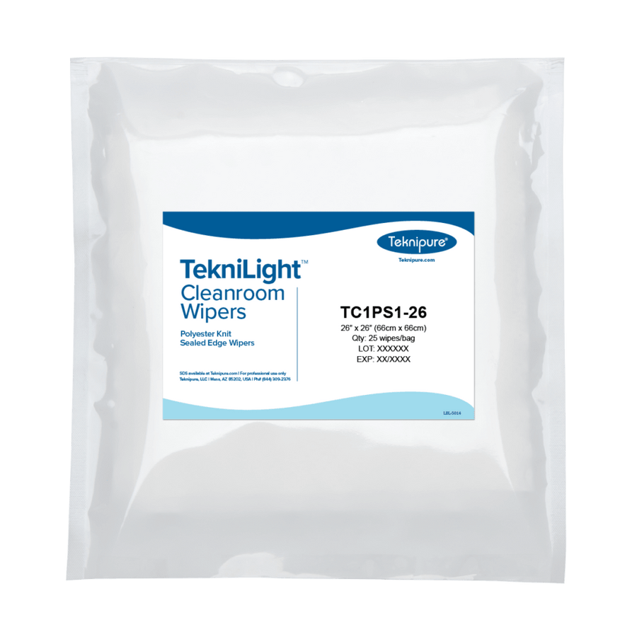 Teknipure TC1PS1 - 26 TekniLight Polyester Knit Wiper, Sealed Edge, 26 in x 26 in, Case of 100 MTESolutions