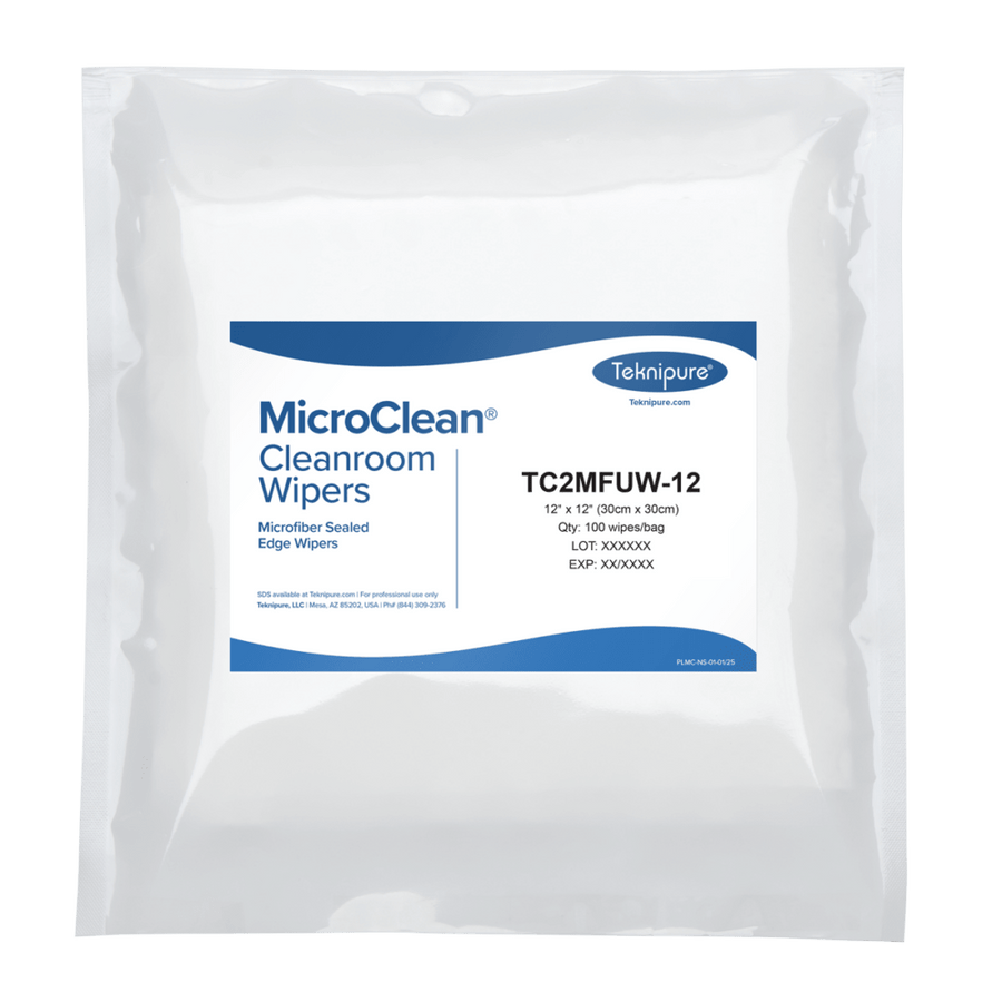 Teknipure TC2MFUW - 12 MicroClean™ dry microfiber cleanroom wipers with sealed edge, 12"x12" MTESolutions