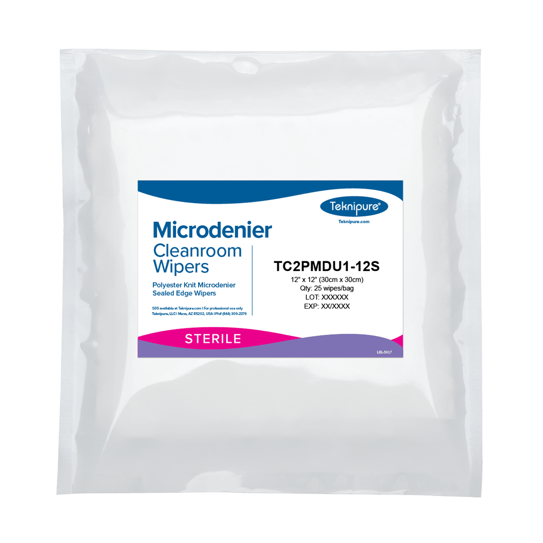Teknipure TC2PMDU1 - 12S Microdenier Sterile knit cleanroom wipers with sealed edge, 12"x 12" MTESolutions