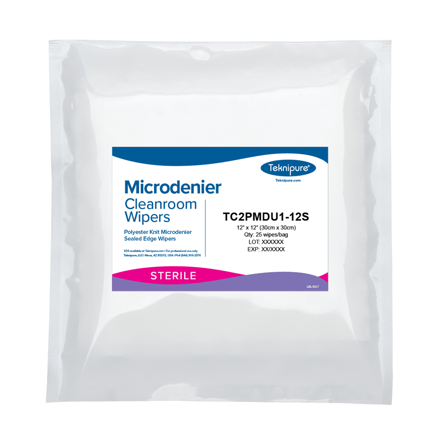 Teknipure TC2PMDU1 - 12S Microdenier Sterile knit cleanroom wipers with sealed edge, 12"x 12" MTESolutions