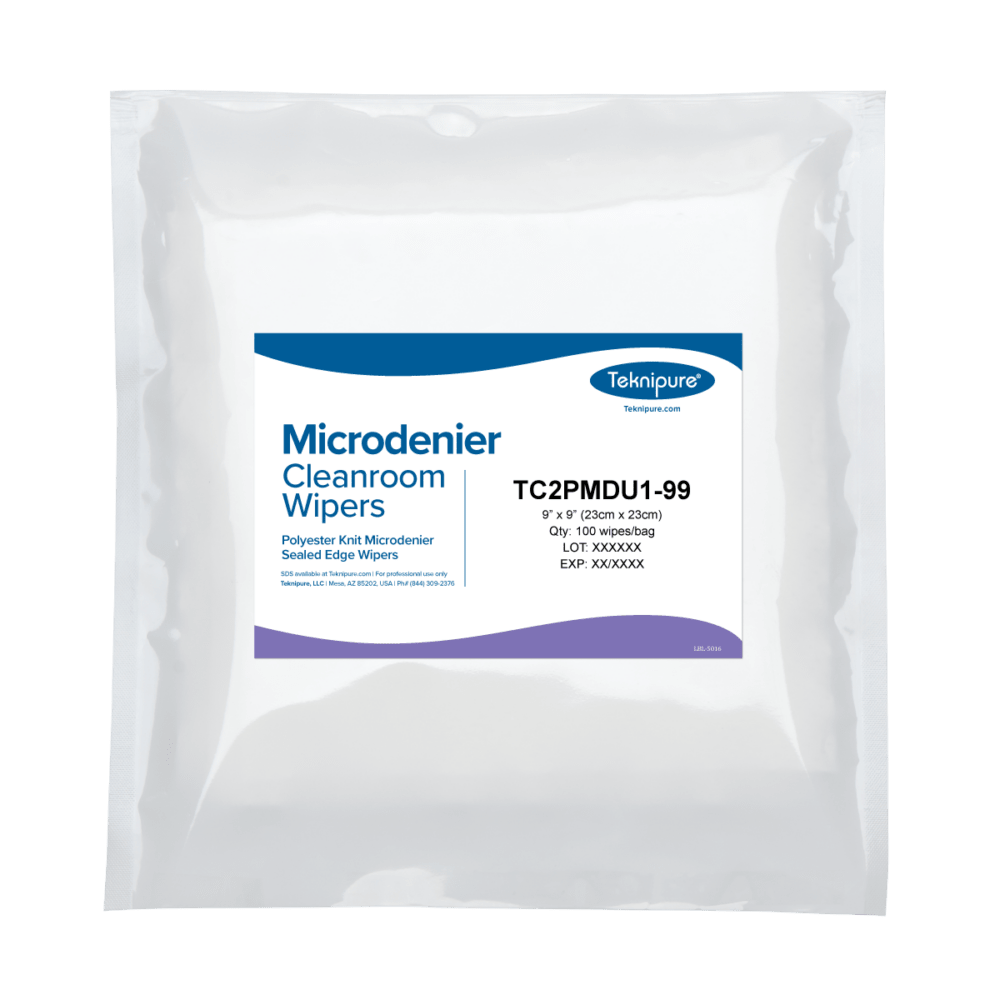 Teknipure TC2PMDU1 - 99 Polyester Knit Microdenier Cleanroom Wipers with sealed edge, 9"x 9" MTESolutions