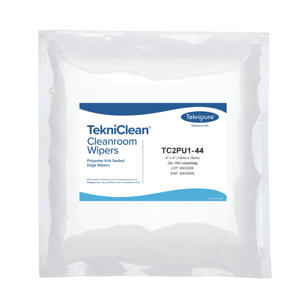 Teknipure TC2PU1 - 44 TekniClean® Polyester Knit Wiper, Sealed Edge, 4″x4″, 6000 wipes/cs MTESolutions