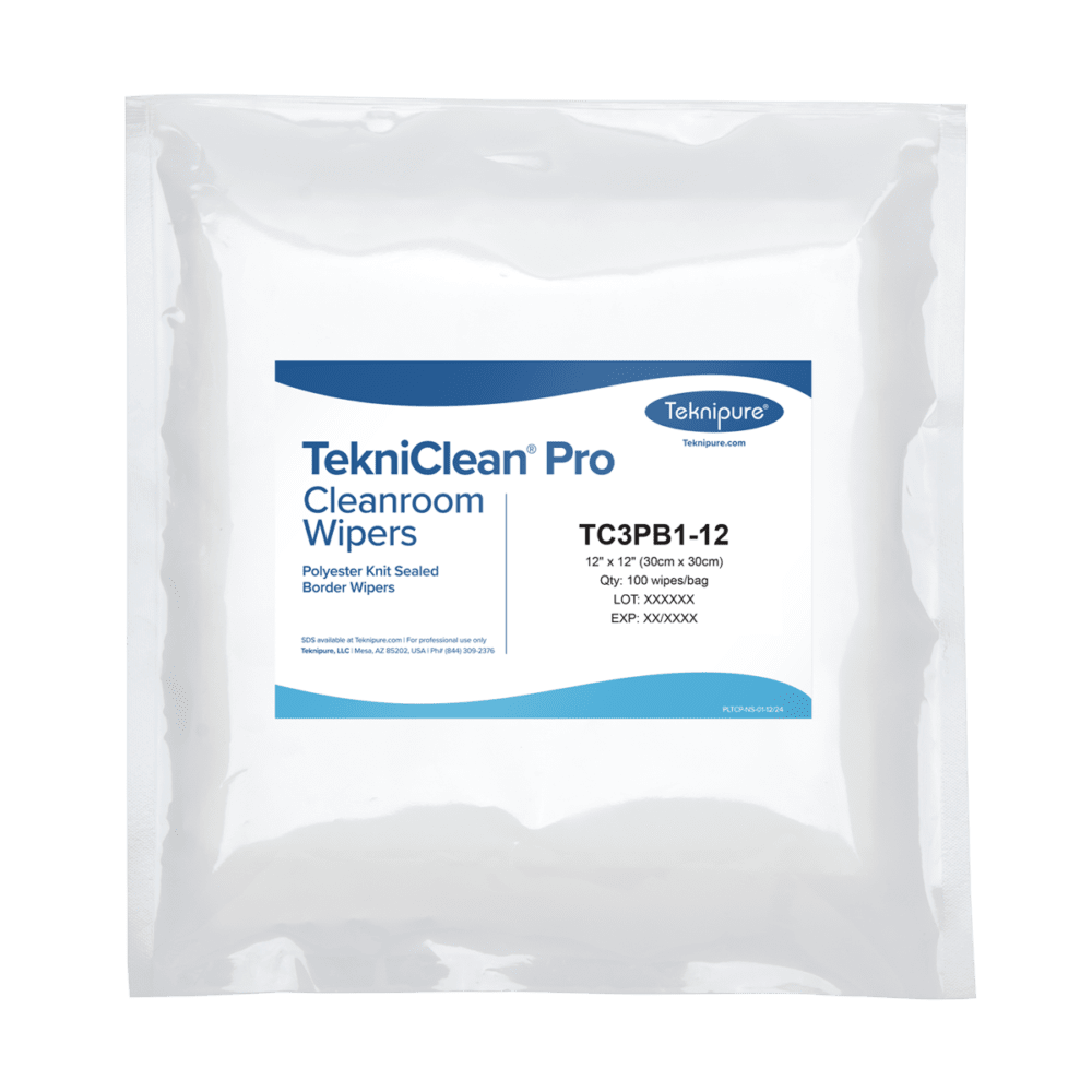 Teknipure TC3PB1 - 12 TekniClean® Pro polyester knit cleanroom wipers with sealed border, 12"x 12" MTESolutions