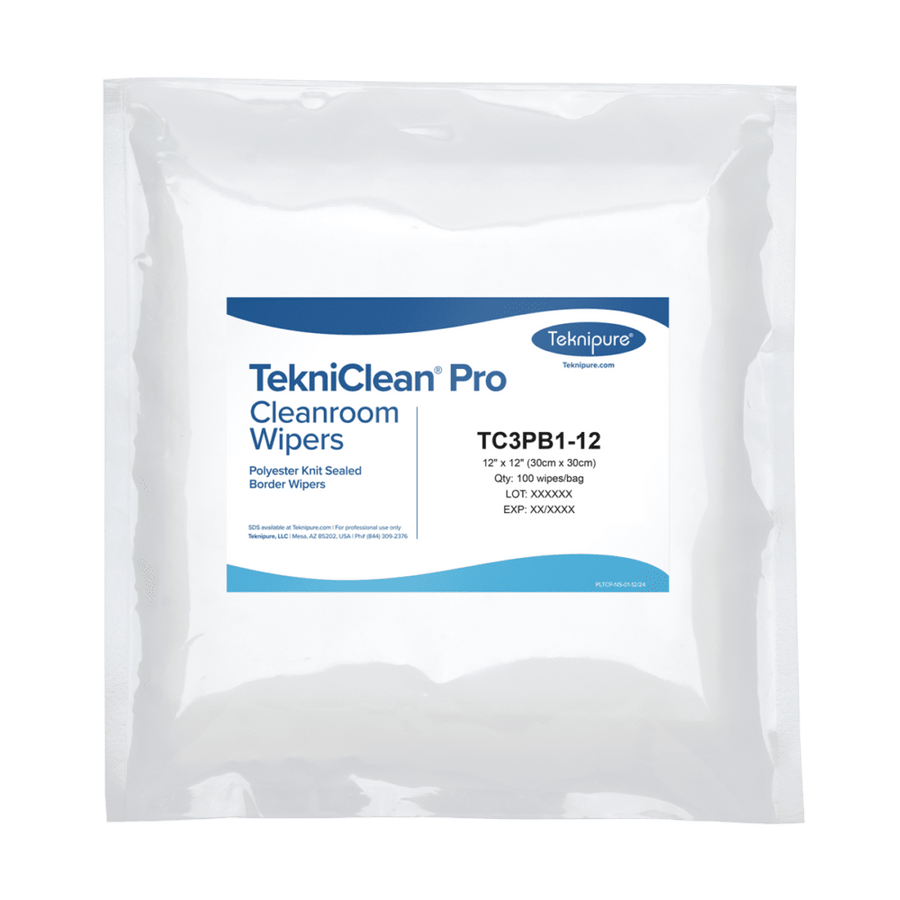 Teknipure TC3PB1 - 12 TekniClean® Pro polyester knit cleanroom wipers with sealed border, 12"x 12" MTESolutions