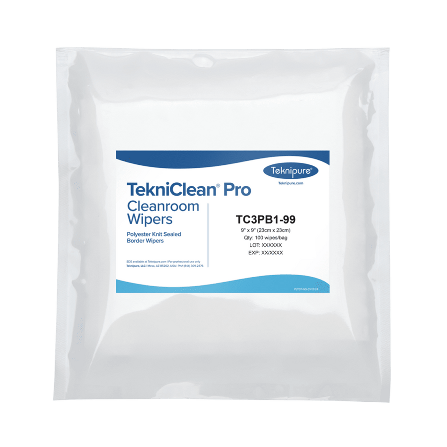 Teknipure TC3PB1 - 99 TekniClean® Pro polyester knit cleanroom wipers with sealed border, 9"x 9" MTESolutions