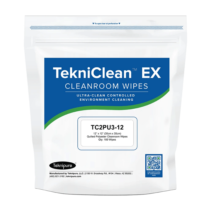 Teknipure TekniClean TC2PU3 - 12, Laundered Heavy Weight Polyester Knit Wiper, Quilted 2 - Ply, 12 in x 12 in, Case of 800 MTESolutions