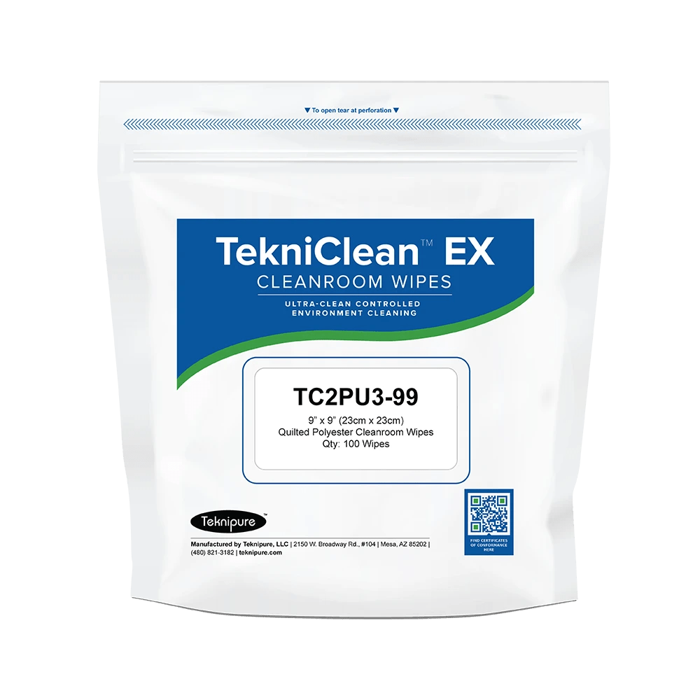 Teknipure TekniClean TC2PU3 - 99, Laundered Heavy Weight Polyester Knit Wiper, 9 in x 9 in, Quilted 2 - Ply, Case of 800 MTESolutions