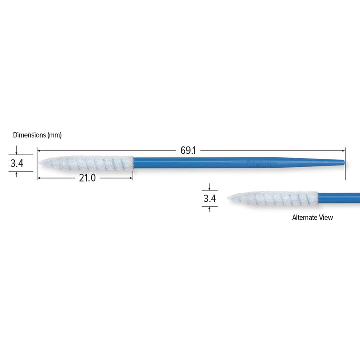 Teknipure TKS521F, TekniSwab Pointed Spiral Foam Dual End Swab, 2.721 in, 2500 per case MTESolutions
