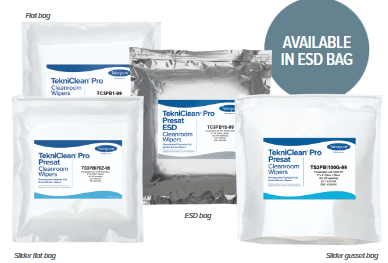 Teknipure TS3PBI10R - 99 TekniClean Pro Polyester Knit Pre - Saturated Wiper Refill, 9" X 9", 10% IPA, Case of 600 MTESolutions