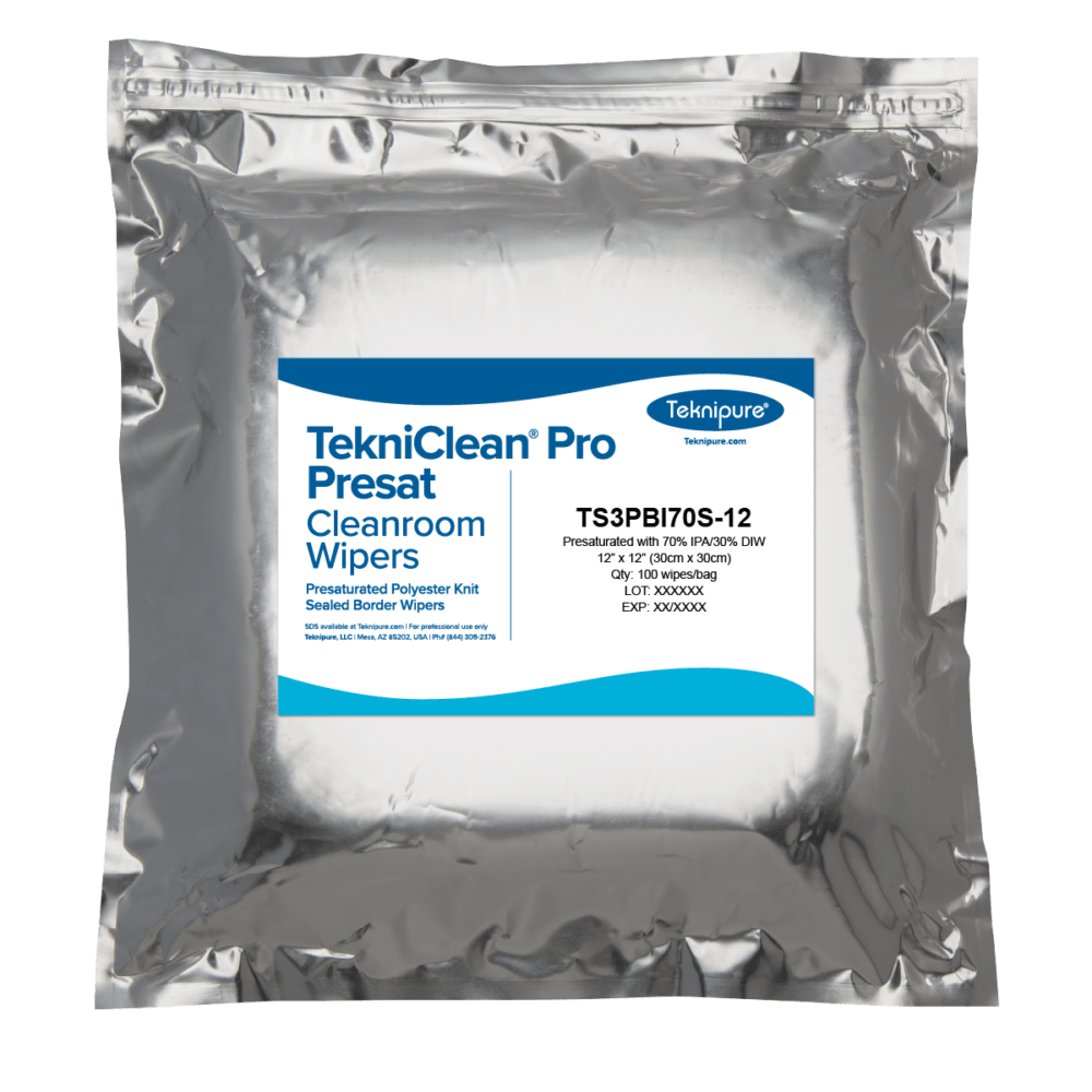 Teknipure TS3PBI70S - 12, TekniClean® Pro Presat ESD Polyester Knit Wiper, Sealed Border, 70% IPA, 12″x 12″, case of 500 MTESolutions