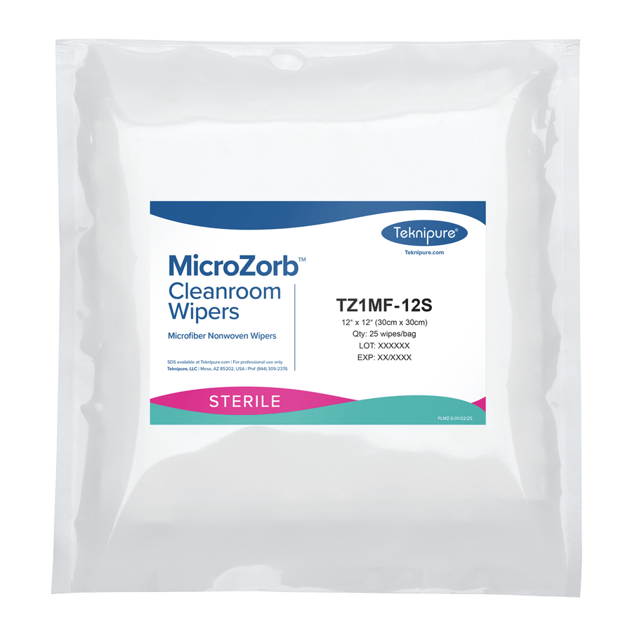 Teknipure TZ1MF - 12S MicroZorb™ Sterile nonwoven microfiber cleanroom wipers, 12"x12" MTESolutions