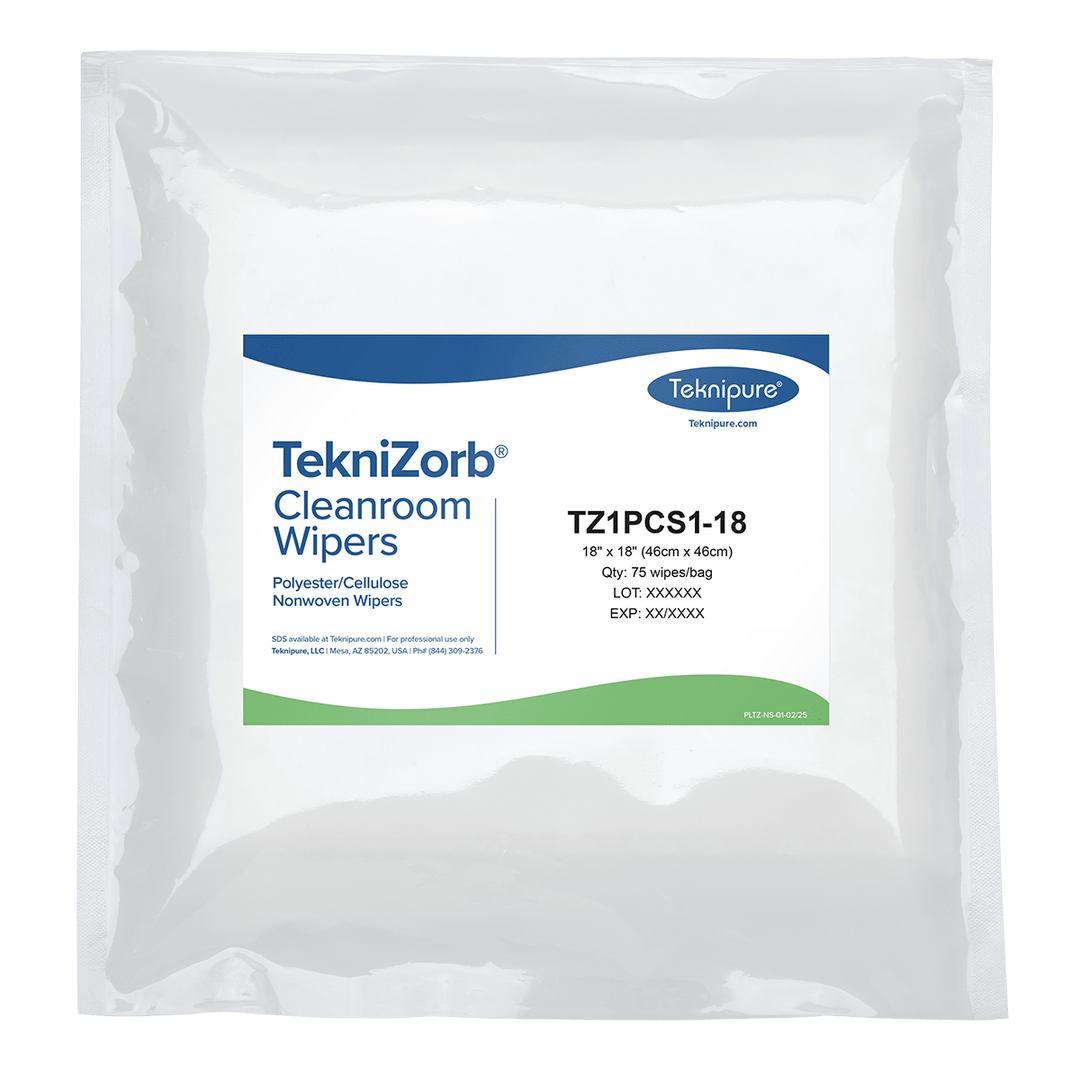 Teknipure TZ1PCS1 - 18 TekniZorb® Polycellulose Non - Woven Cleanroom Wiper, 18 x 18, Case of 750 MTESolutions