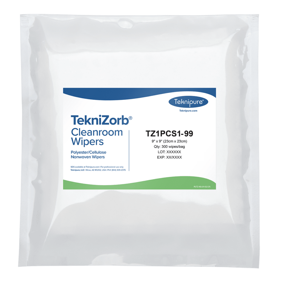 Teknipure TZ1PCS1 - 99 TekniZorb® polyester/cellulose nonwoven cleanroom wipers, 9"x9" MTESolutions