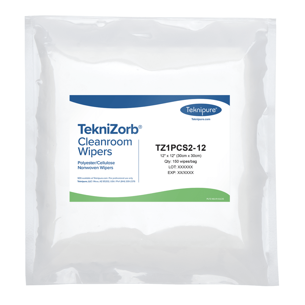 Teknipure TZ1PCS2 - 12 TekniZorb® Polyester/Cellulose Nonwoven Cleanroom Wipers(Case of 1,500) MTESolutions