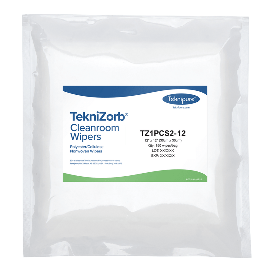 Teknipure TZ1PCS2 - 12 TekniZorb® Polyester/Cellulose Nonwoven Cleanroom Wipers(Case of 1,500) MTESolutions