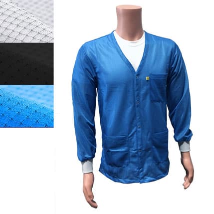 Transforming Technologies ESD Jacket, 3/4Ths Length, V - Neck, Knit Cuff, X - Small, Black MTESolutions