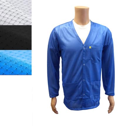 Transforming Technologies ESD Jacket, 3/4Ths Length, V - Neck, Snap Cuff, X - Large, White MTESolutions